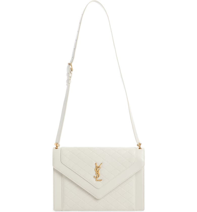 White Saint Laurent Gaby Quilted Leather Shoulder Bag 