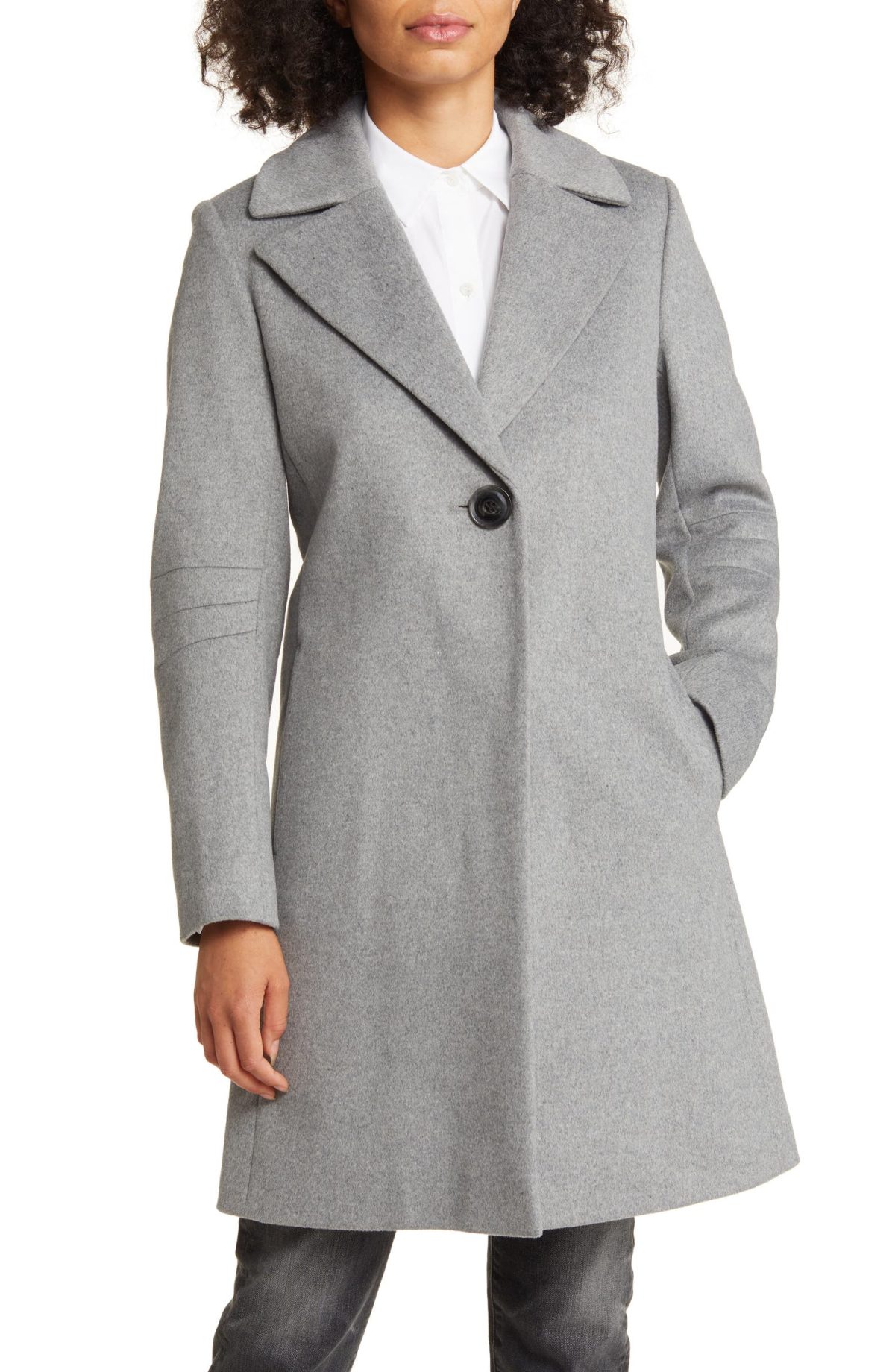 Grey Via Spiga Walker Single Breasted Wool Blend Coat 