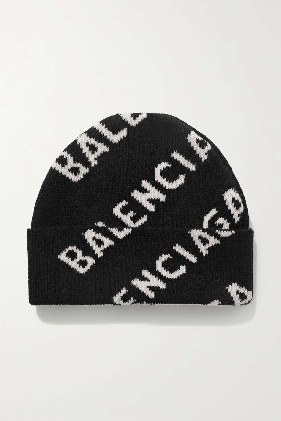 Black and white Balenciaga intarsia-knit logo beanie 