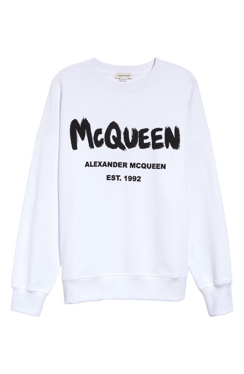 White and black Alexander McQueen Women's Graffiti Logo Sweatshirt 