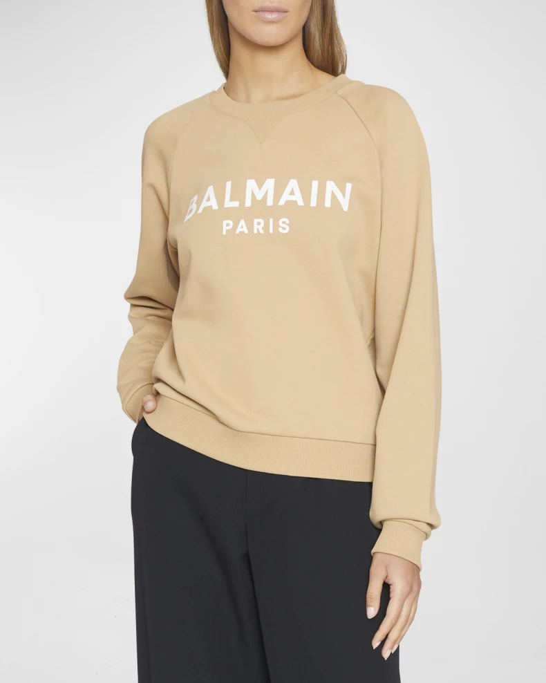 Camel Balmain Logo-Print Sweatshirt 