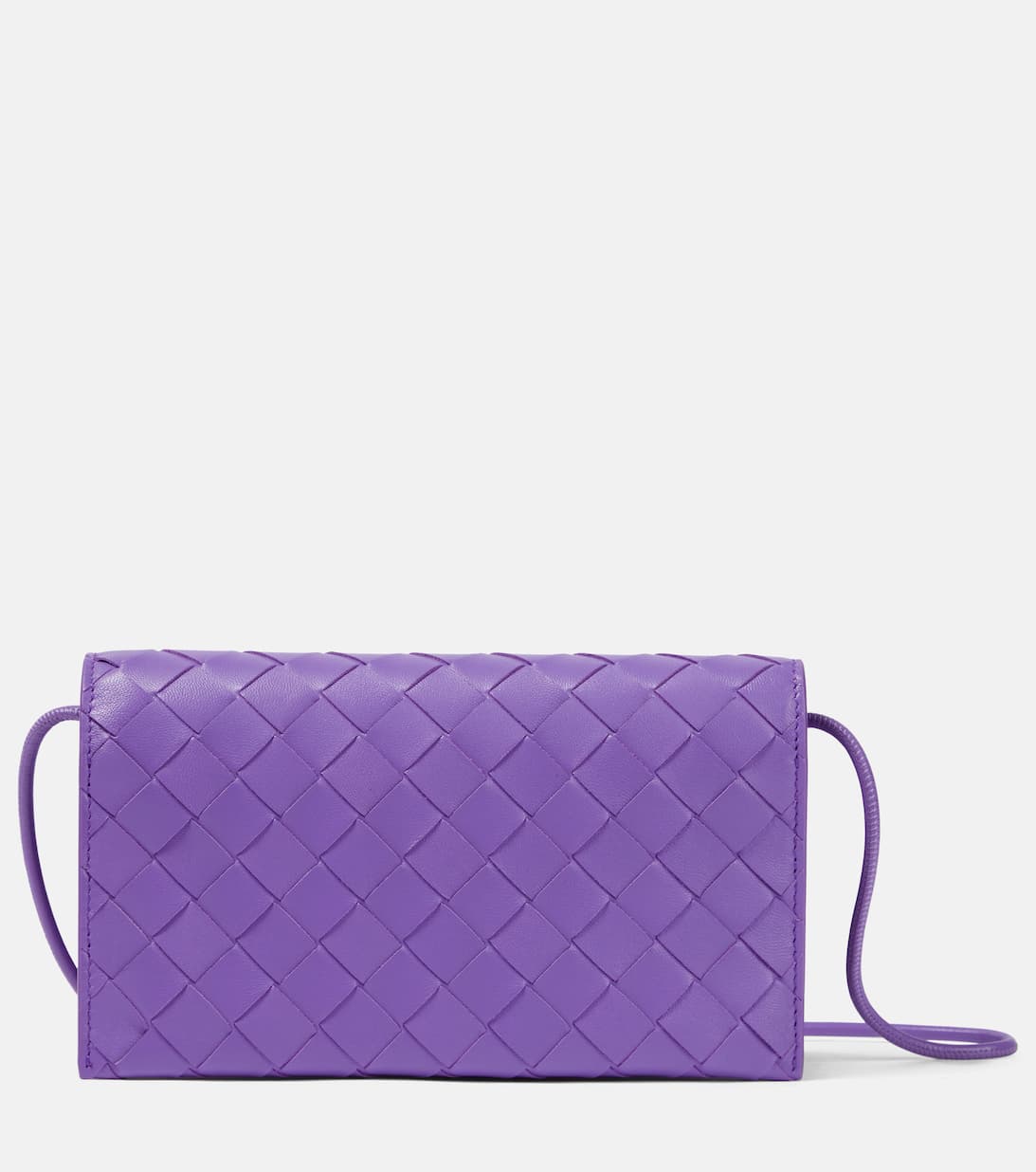 Purple Bottega Veneta Intrecciato leather wallet on chain 