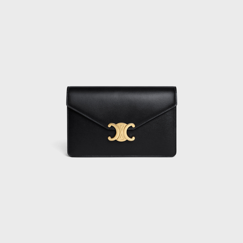 Black Celine Wallet On Chain Triomphe In Shiny Calfskin 
