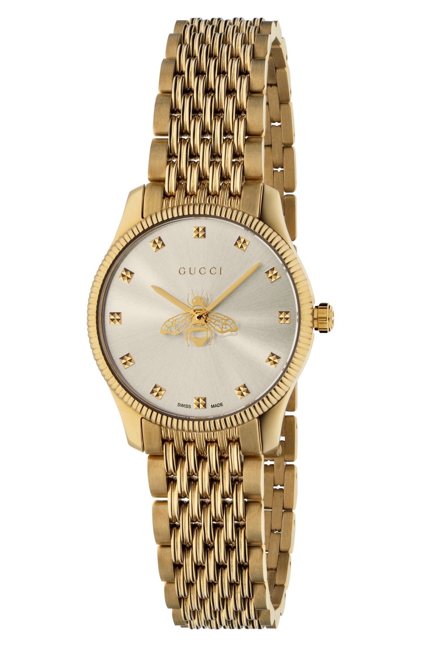 Best designer watches for women: Gold Gucci G-Timeless Bee Bracelet Watch