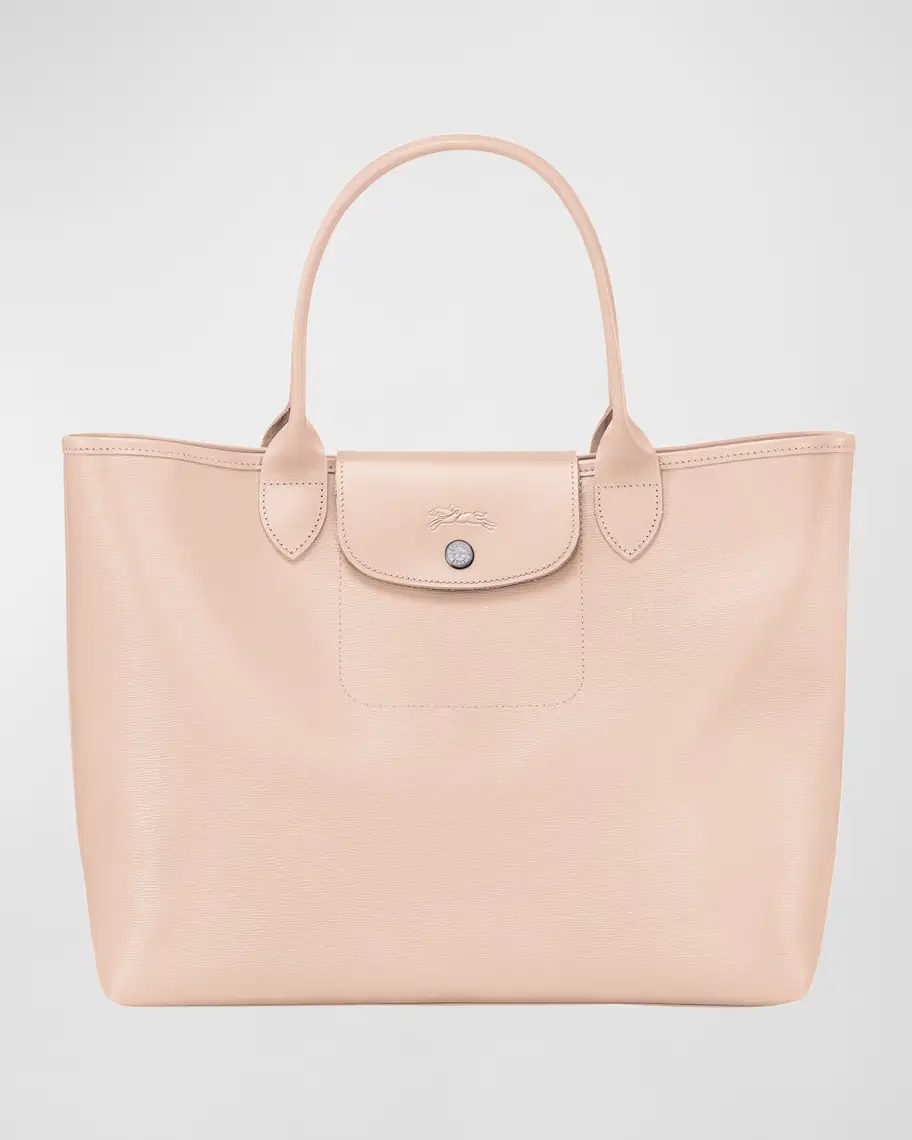 Light pink Longchamp Le Pliage City Leather Tote Bag 