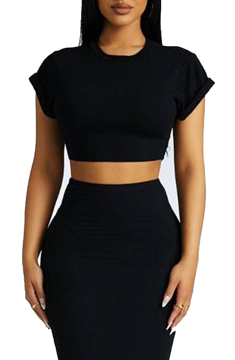 Black Naked Wardrobe Fold Up Crop T-Shirt 