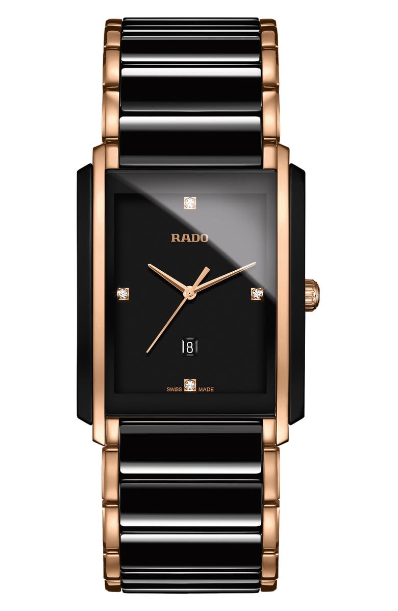 Black and rose gold Rado Integral Diamond Bracelet Watch