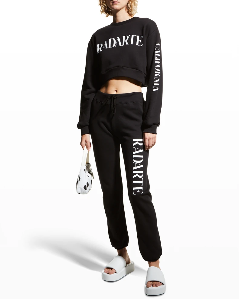 Black and white Rodarte Cropped Logo Sweatshirt 