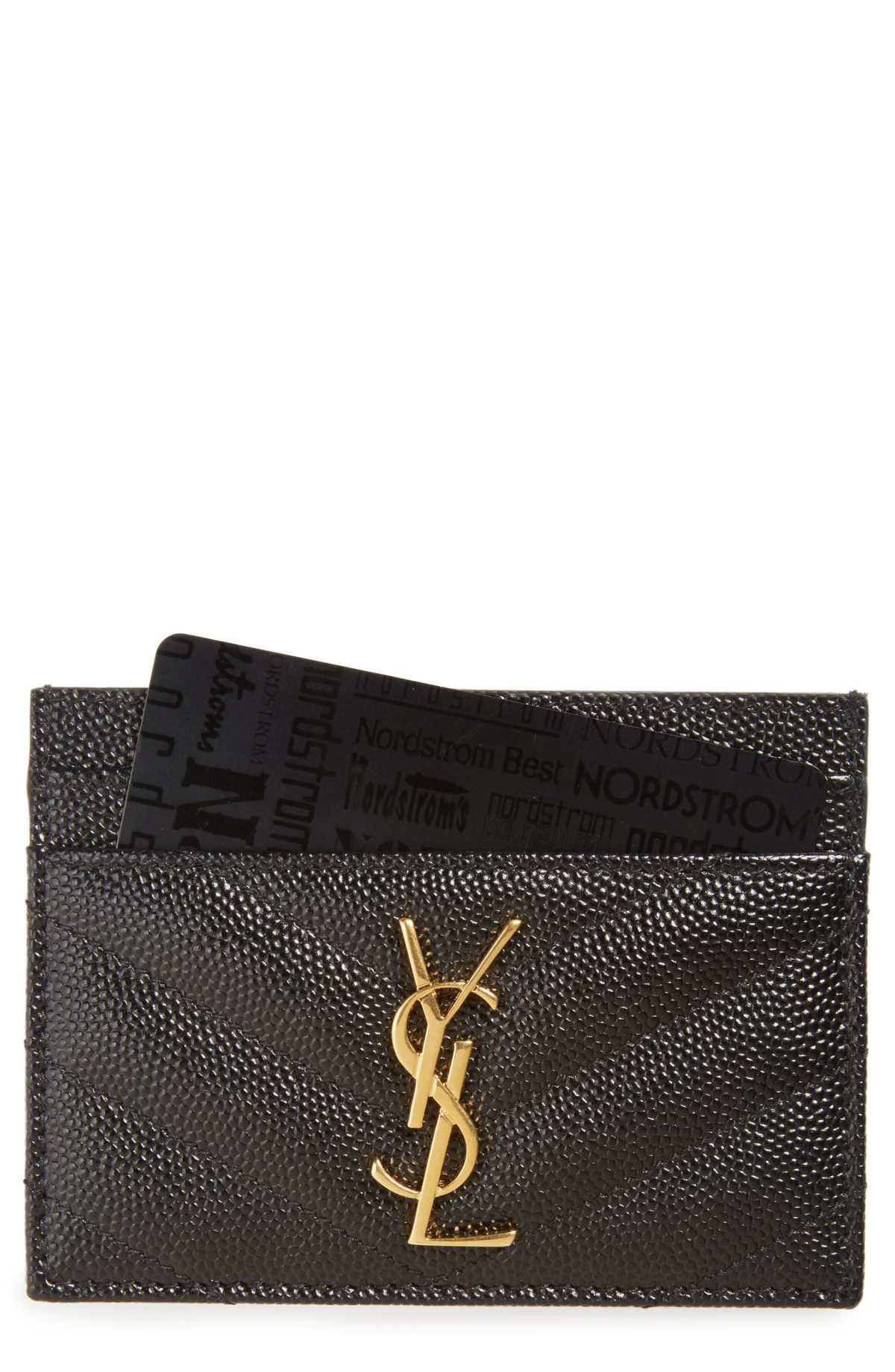 Black Saint Laurent Monogram Cassandre Leather Card Case