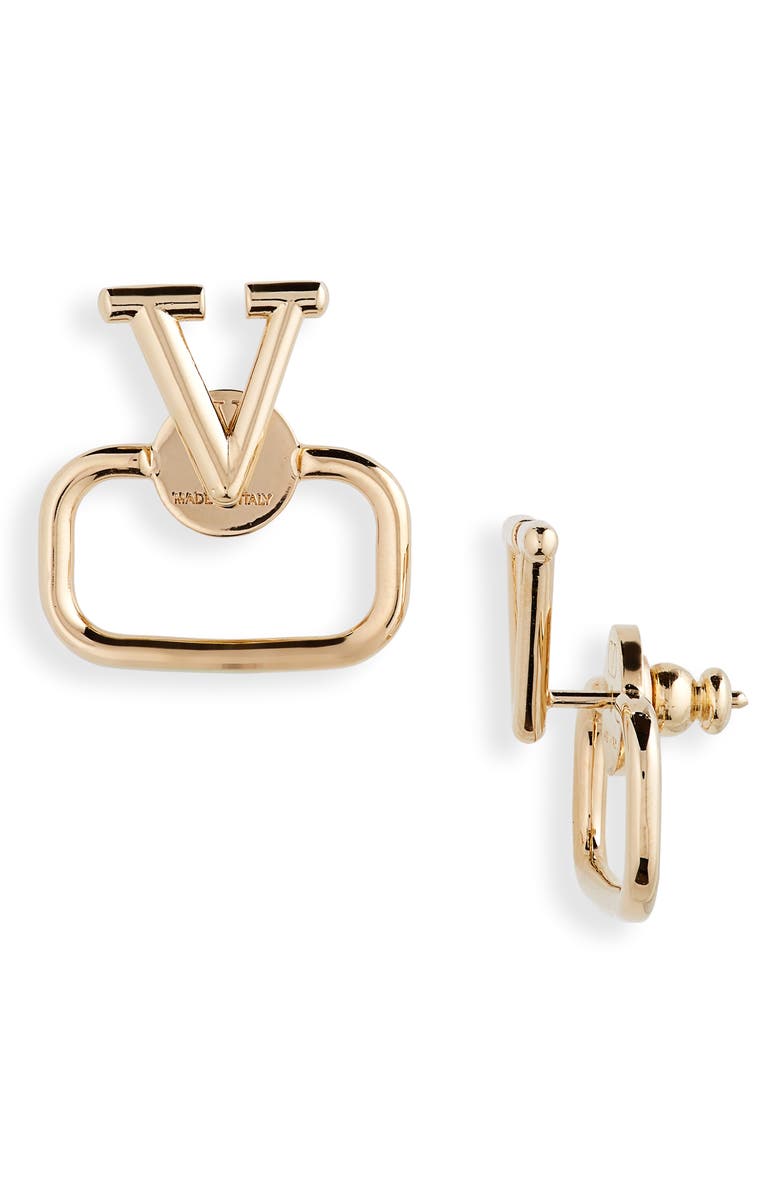 Gold Valentino Garavani VLOGO Signature Front/Back Earrings 