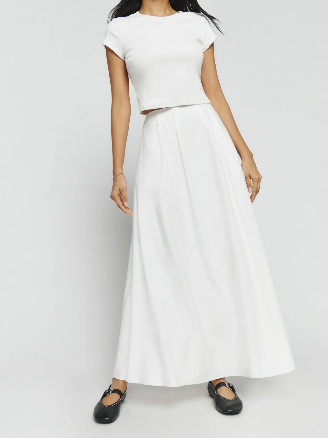 Reformation Lucy White Maxi Skirt 