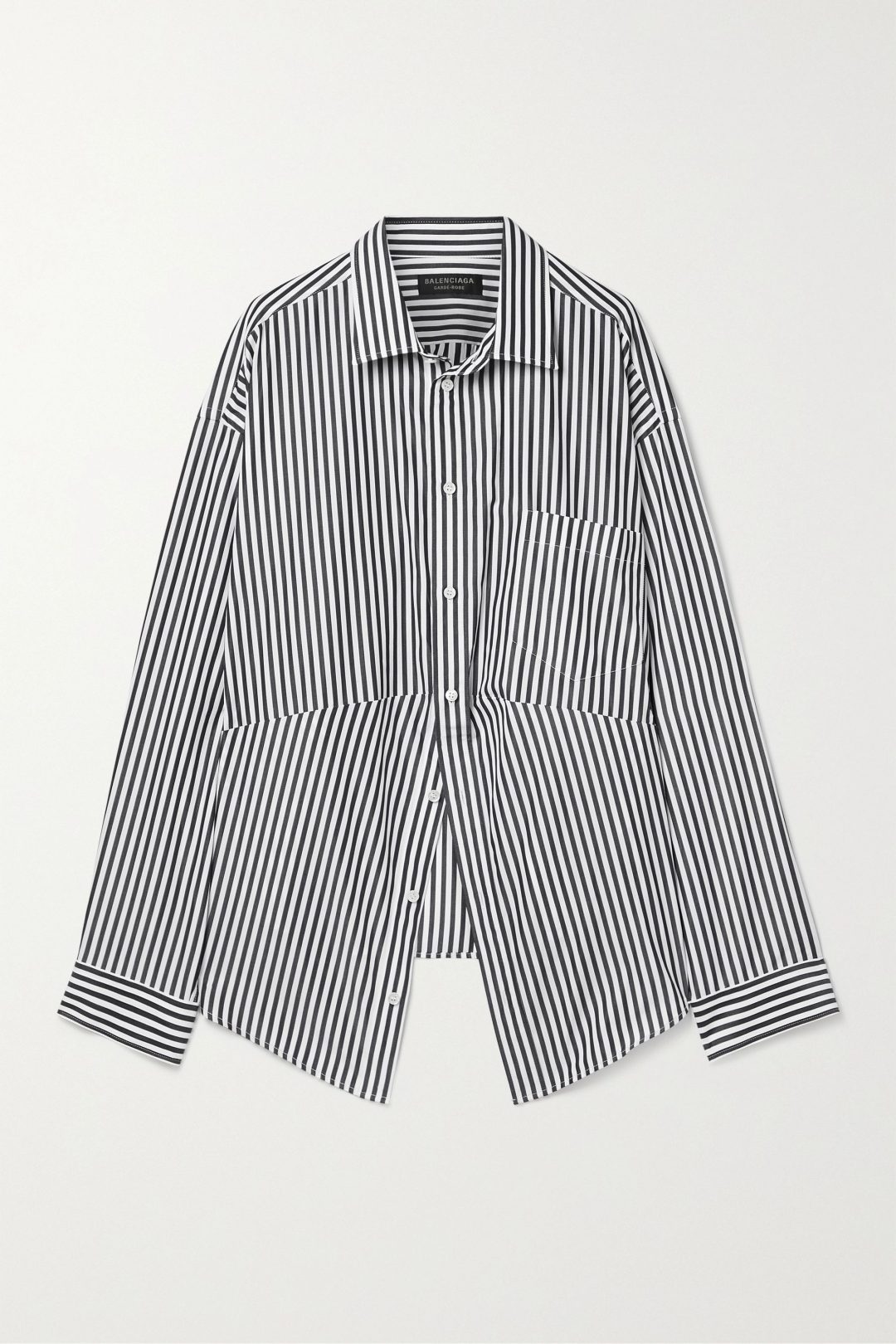 Balenciaga Swing oversized striped cotton-blend poplin shirt 