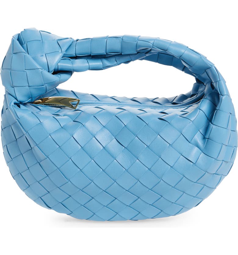 Blue Bottega Veneta Mini Jodie Leather Hobo Bag