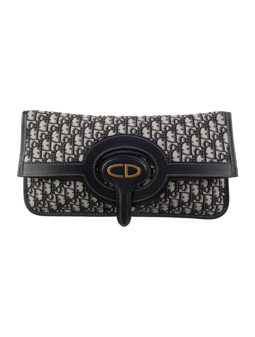 Navy blue Dior Oblique Fold Over Clutch