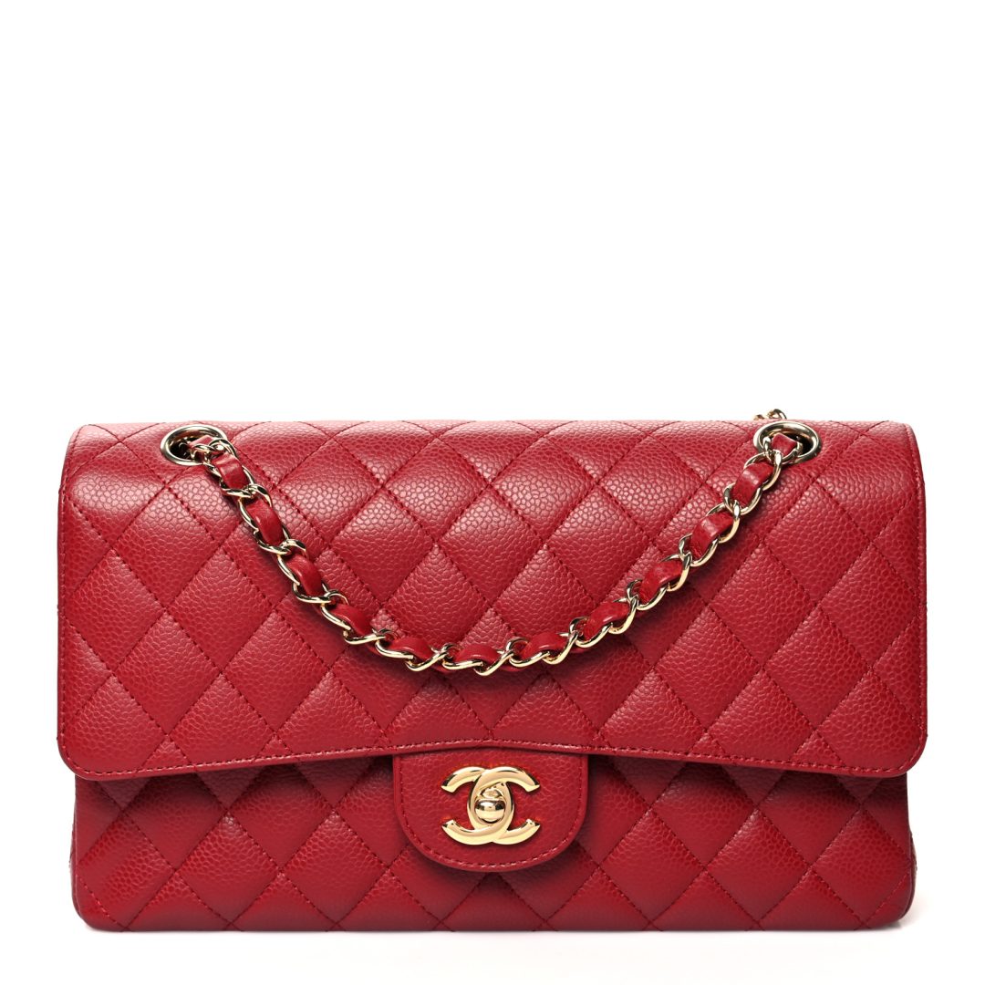 Red Chanel Caviar Quilted Medium Double Flap Bag