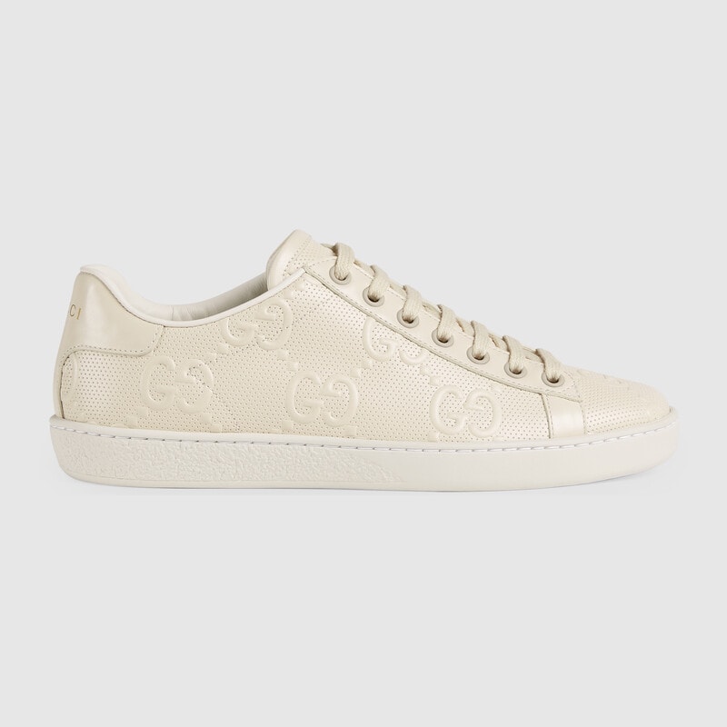 White Gucci Women's GG embossed Ace sneaker 