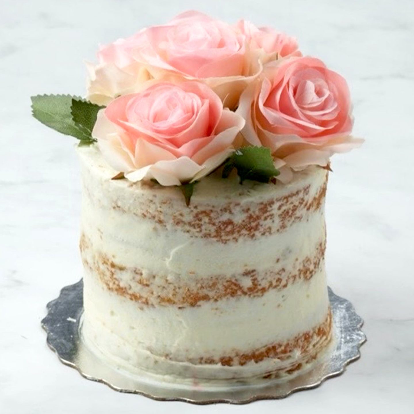 Pretty Naked Rose Birthday Cake