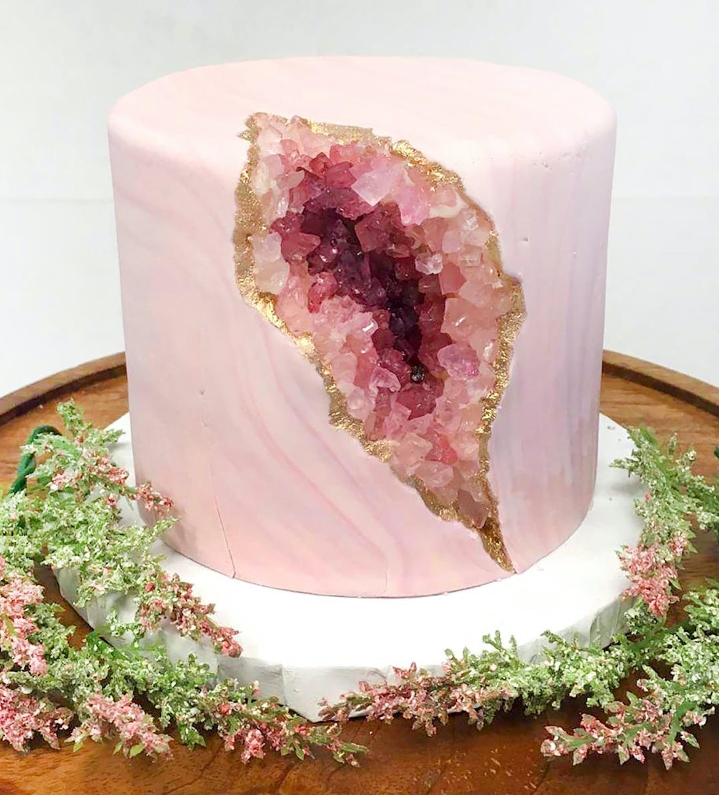 Pink geode birthday cake