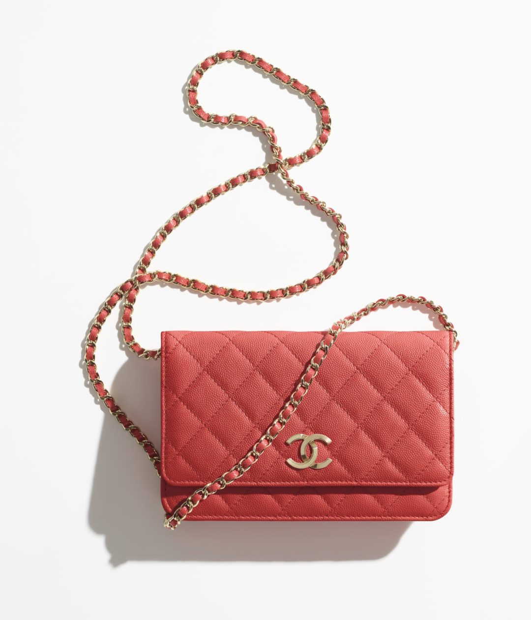 Muted red Chanel Wallet on chain 