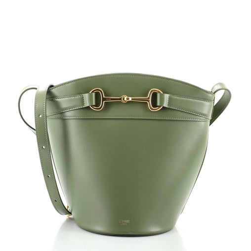 Green Celine Leather Crecy Bucket Bag 