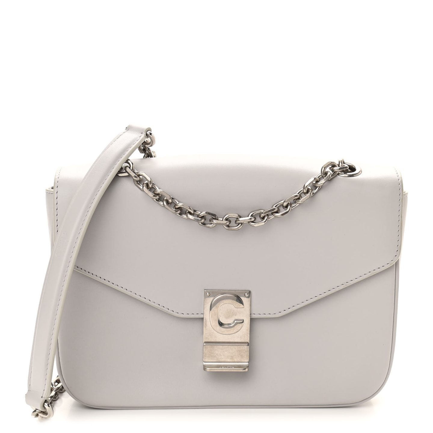 Grey Celine Shiny Calfskin Medium C Bag