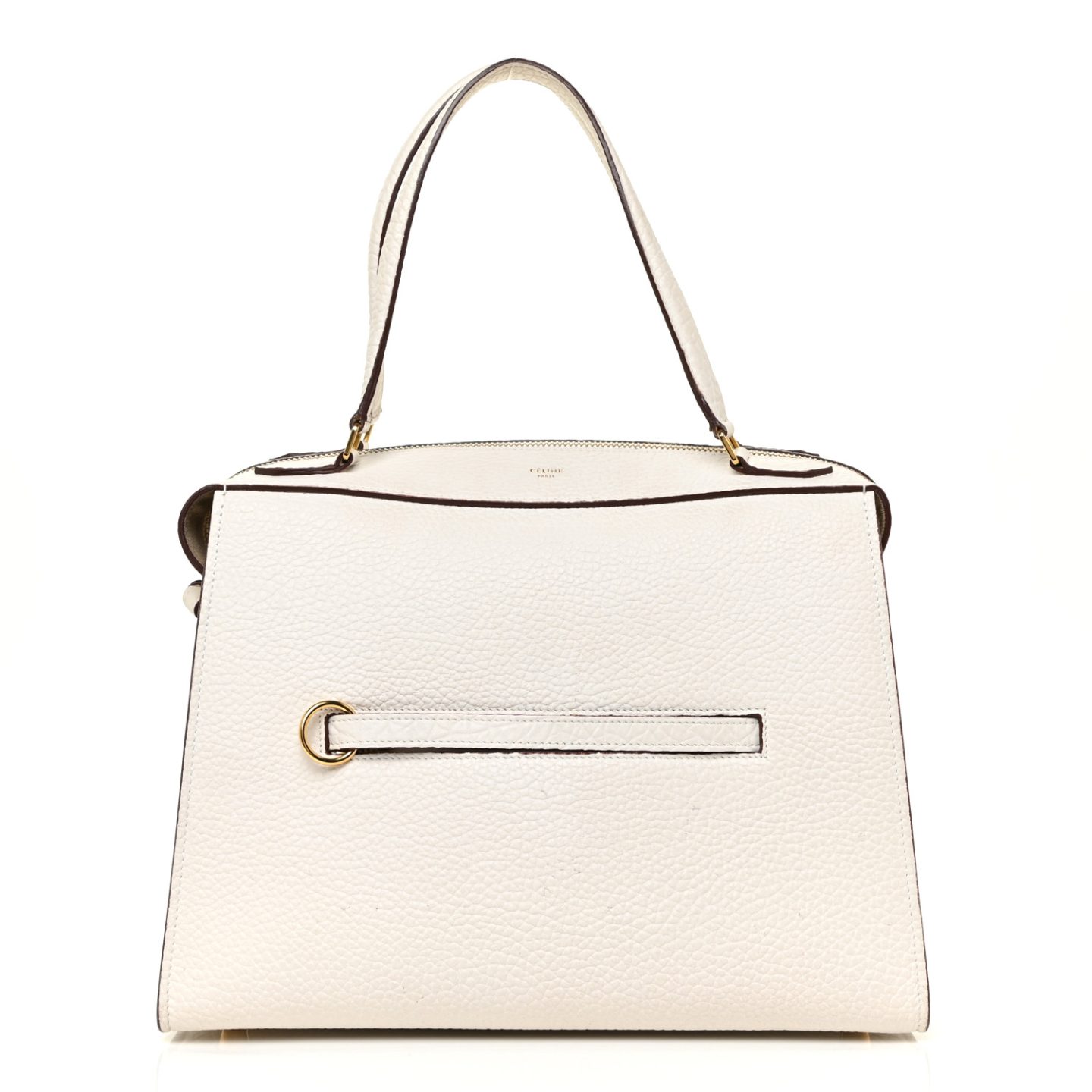 White Celine Bullhide Calfskin Medium Ring Bag 