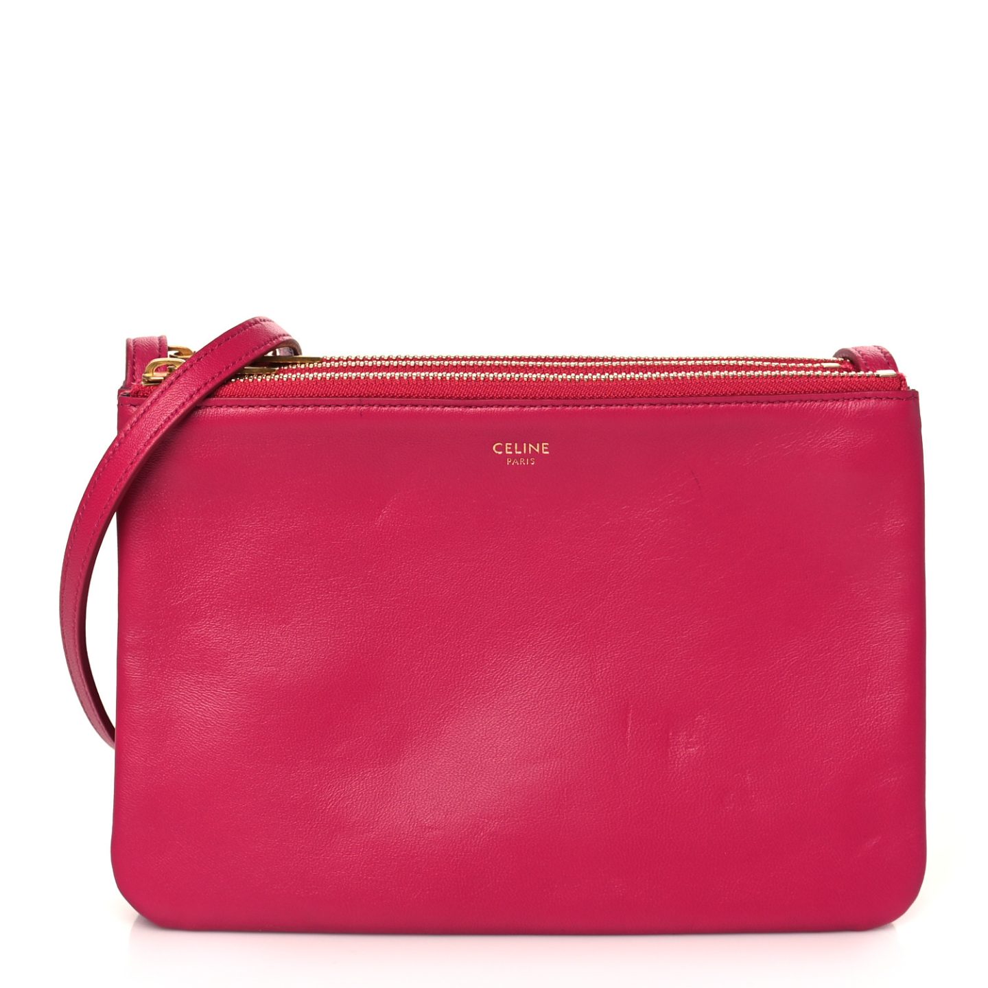 Pink Celine Lambskin Small Trio Crossbody Bag 