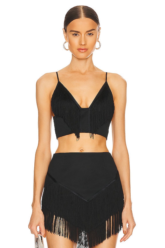 Black Fleur de mal Fringe Bralette 