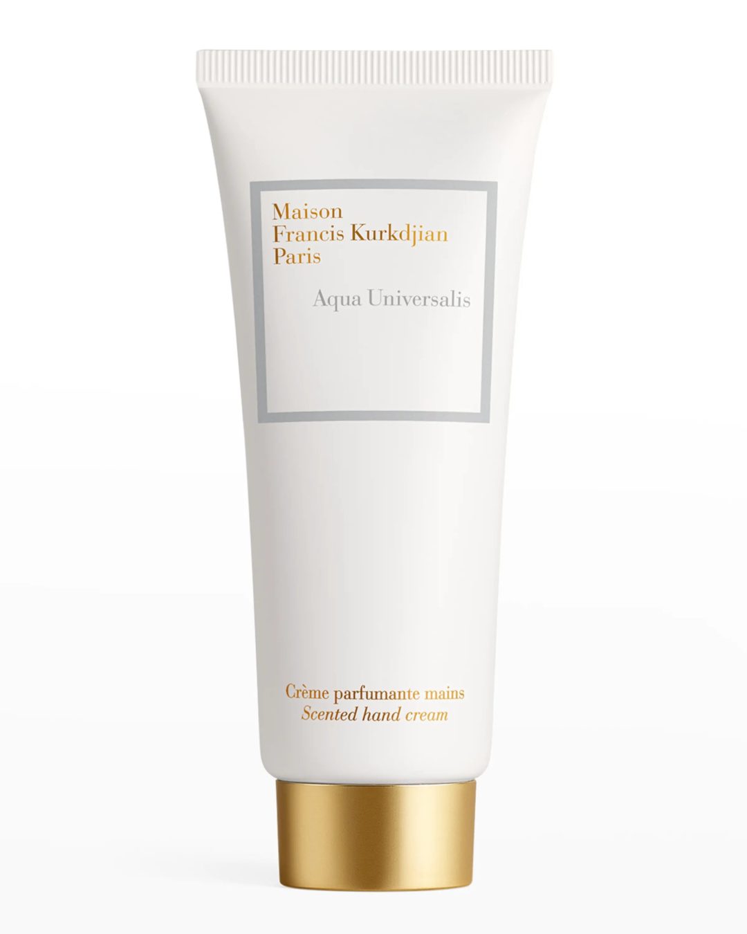 White, grey, and gold Maison Francis Kurkdijan Aqua Universalis Scented Hand Cream