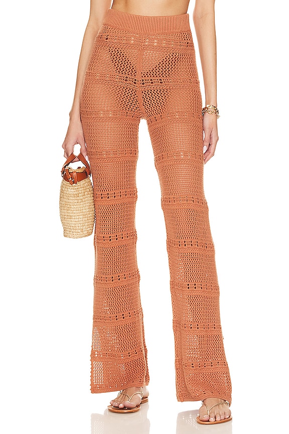 Burnt orange Tularosa Hayden Crochet Pant 