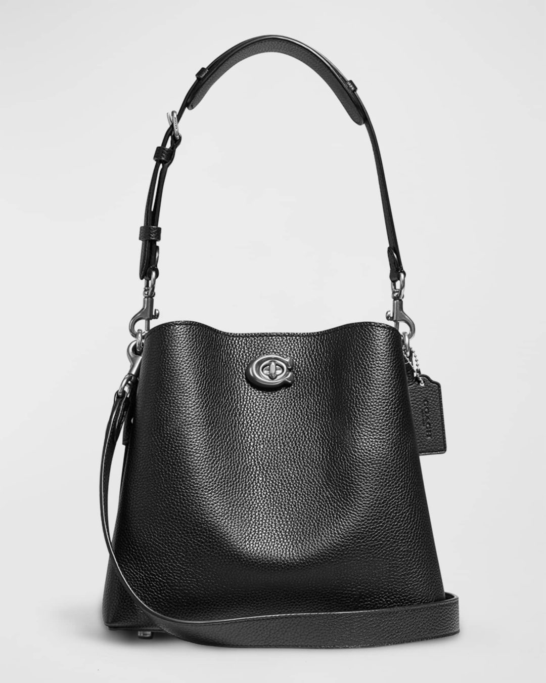 Black Coach Willow Leather Bucket Bag 