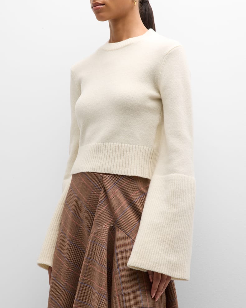 Ivory A.L.C Clover Crewneck Wool-Blend Sweater 