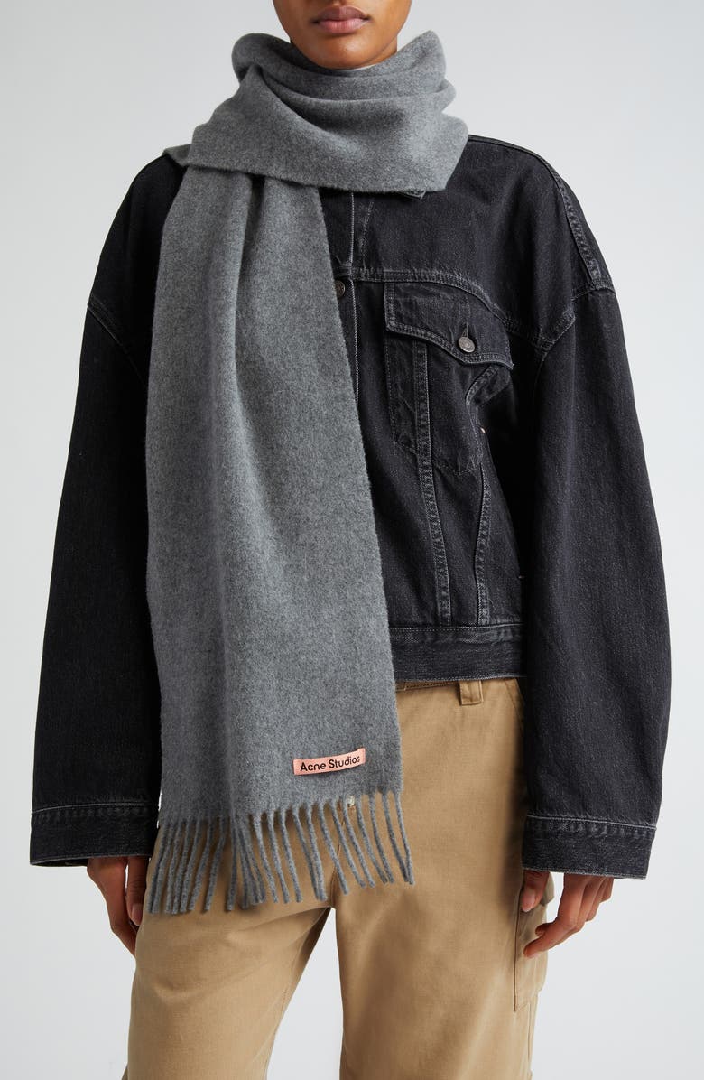 Grey Acne Studios Canada Wool Fringe Scarf 