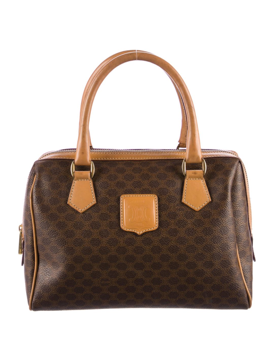 Brown and camel Celine Small Macadam Handle Bag