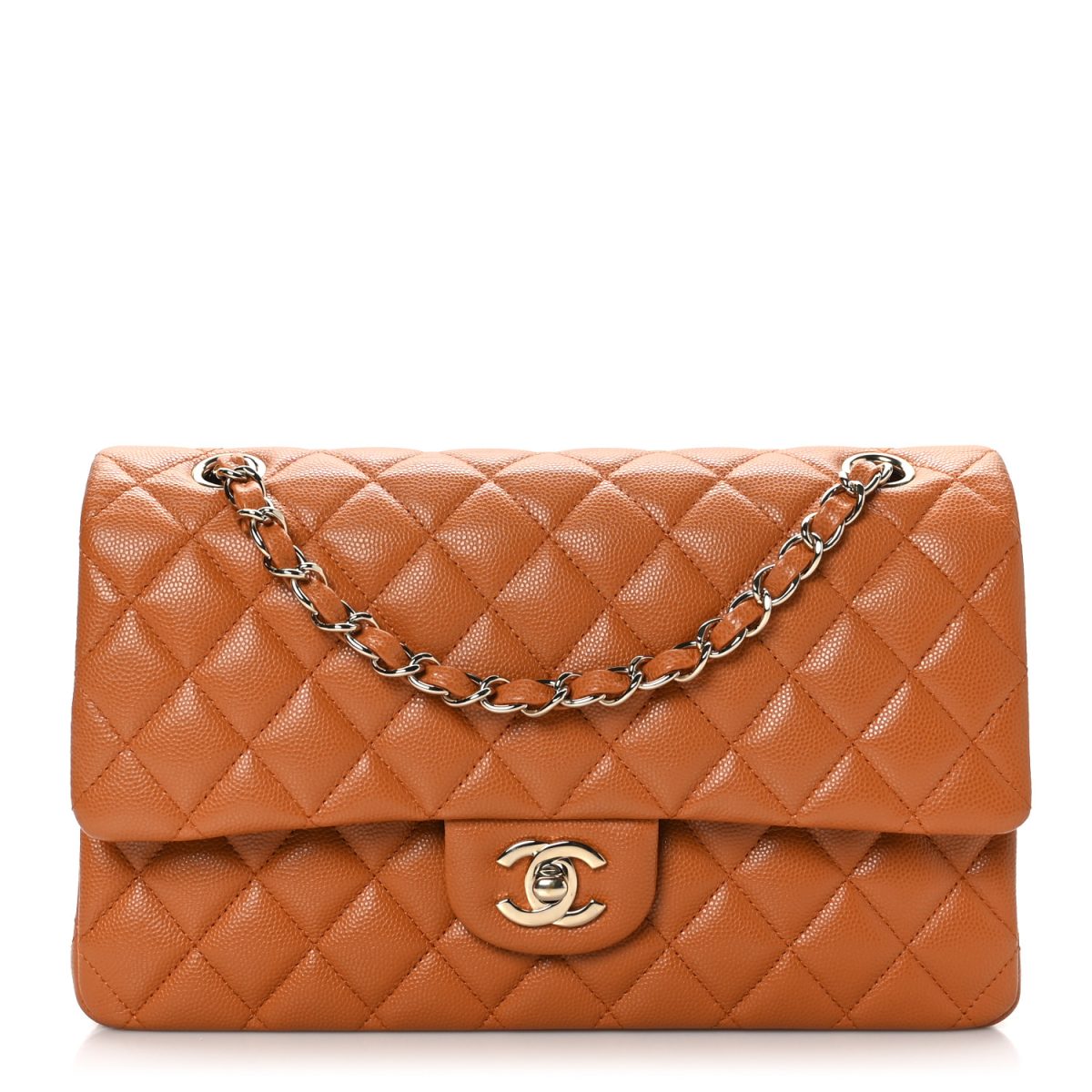 Tan Chanel Caviar Quilted Medium Double Flap 