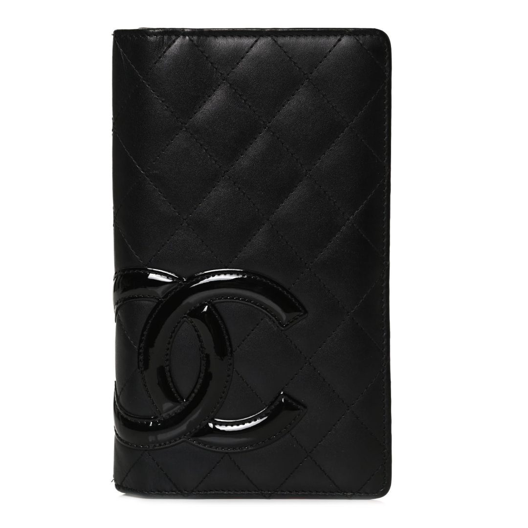 Black Chanel Calfskin Quilted Cambon Yen Wallet 