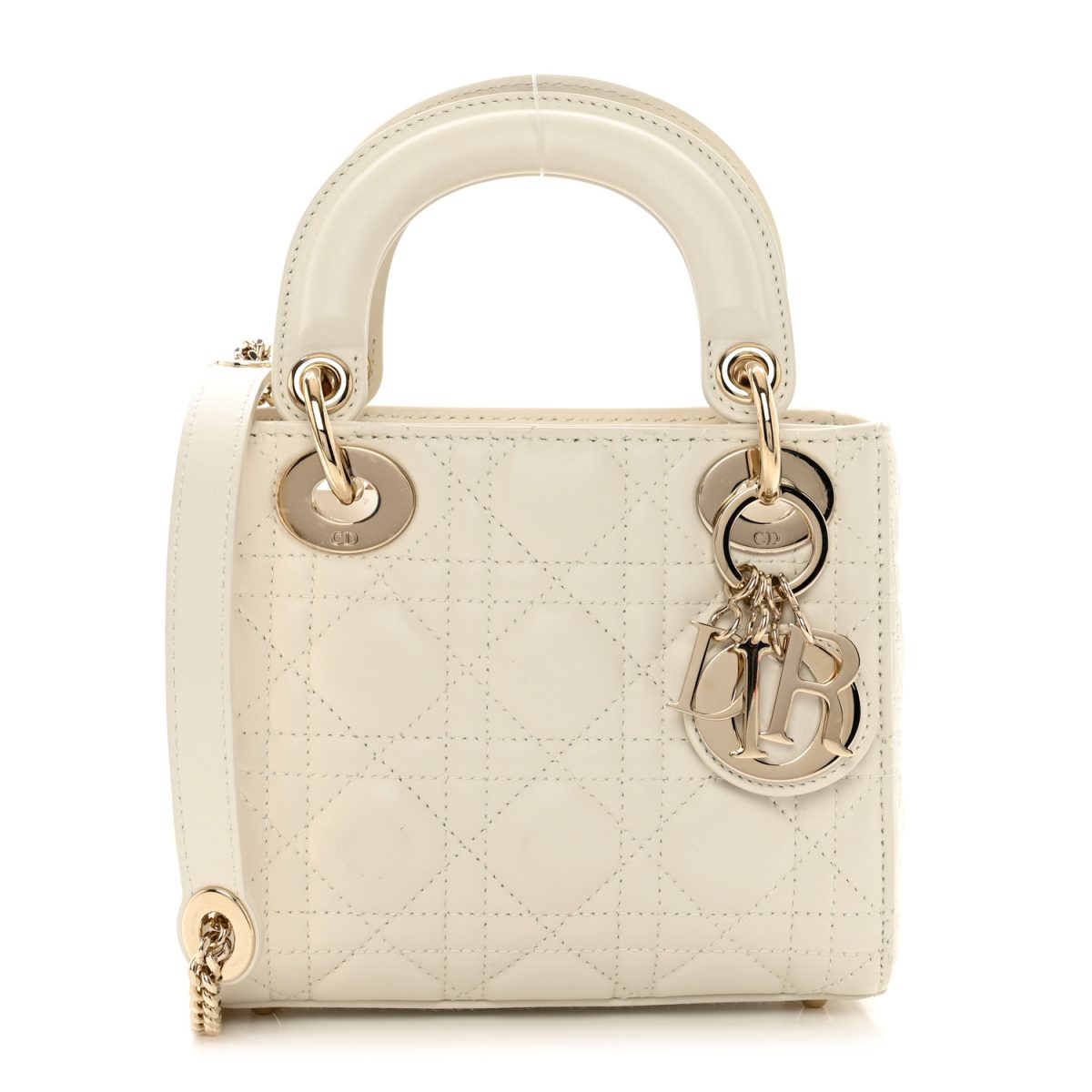 White Dior Lambskin Cannage Mini Lady Dior