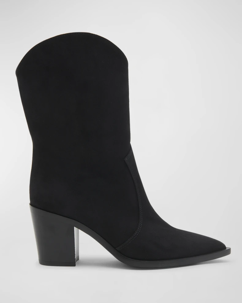 Black Gianvito Rossi Suede Western Short Boots 