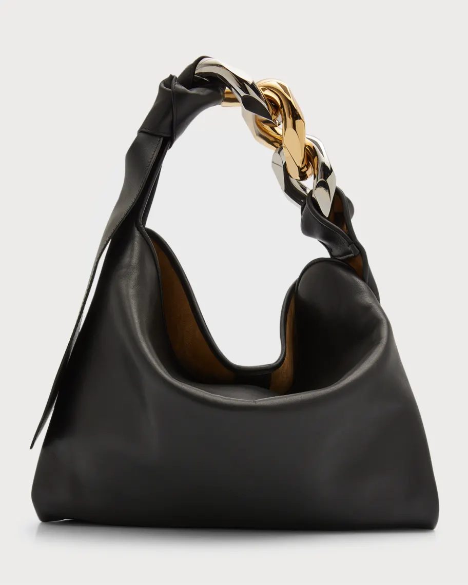 Black JW Anderson Small Chain Leather Hobo Bag 