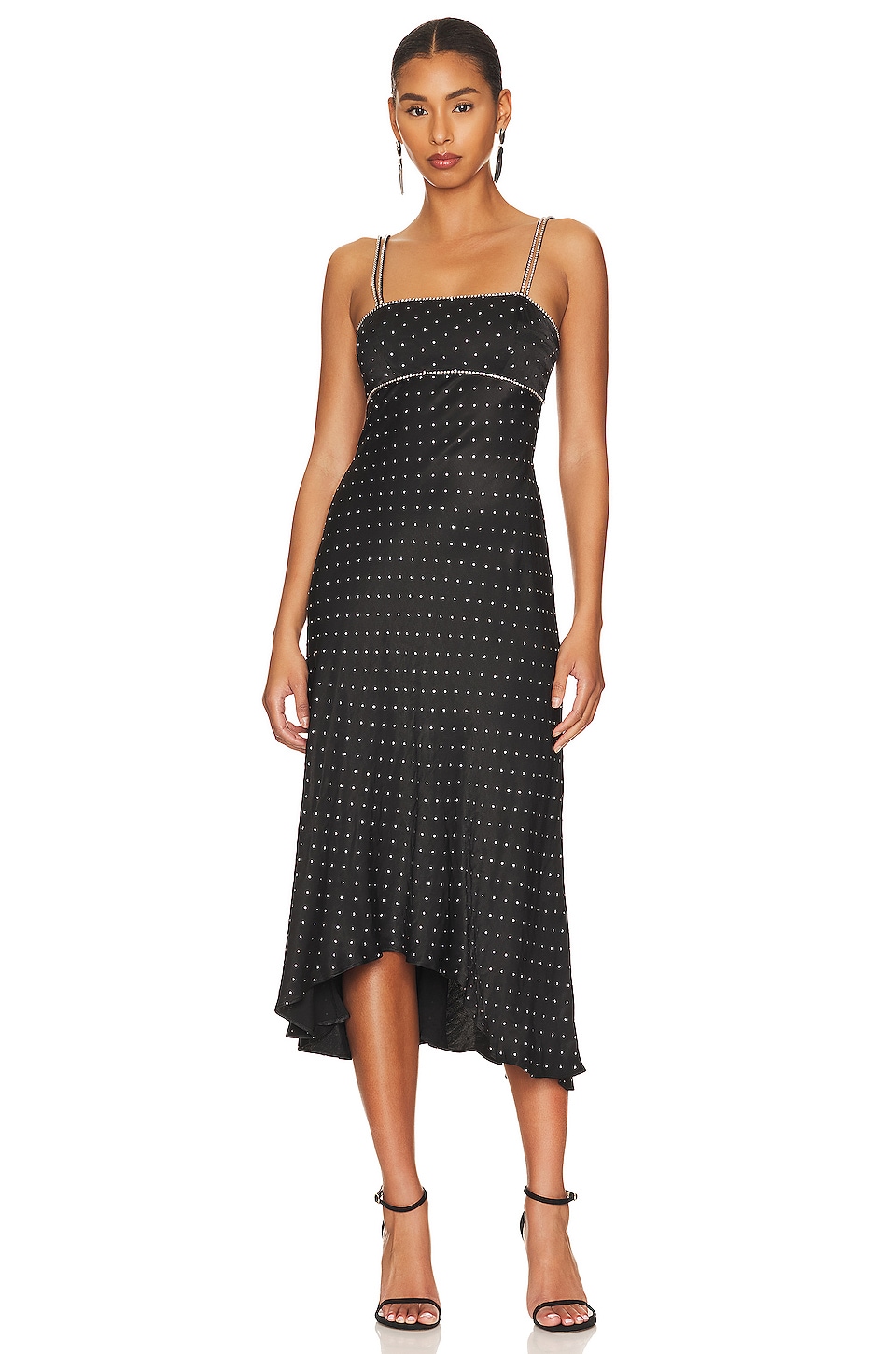 Black and white polka dots L’Academie Emme Midi Dress 