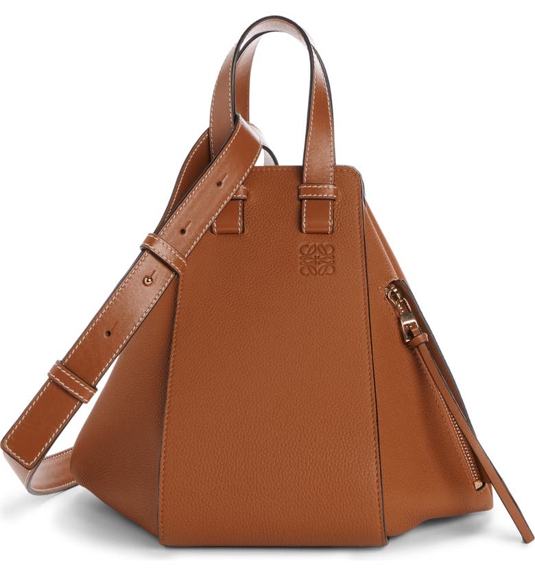 Tan Loewe Small Hammock Leather Hobo Bag 