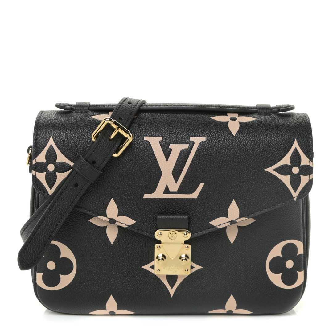 Black and pale pink Louis Vuitton Empreinte Monogram Giant Pochette Metis 