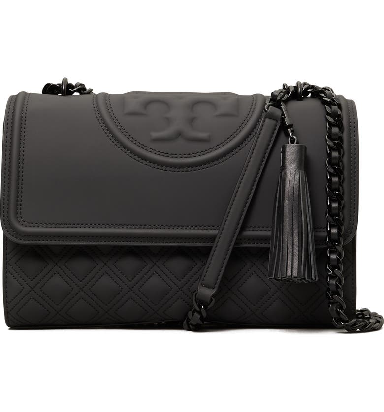 Black Tory Burch Fleming Matte Convertible Shoulder Bag 