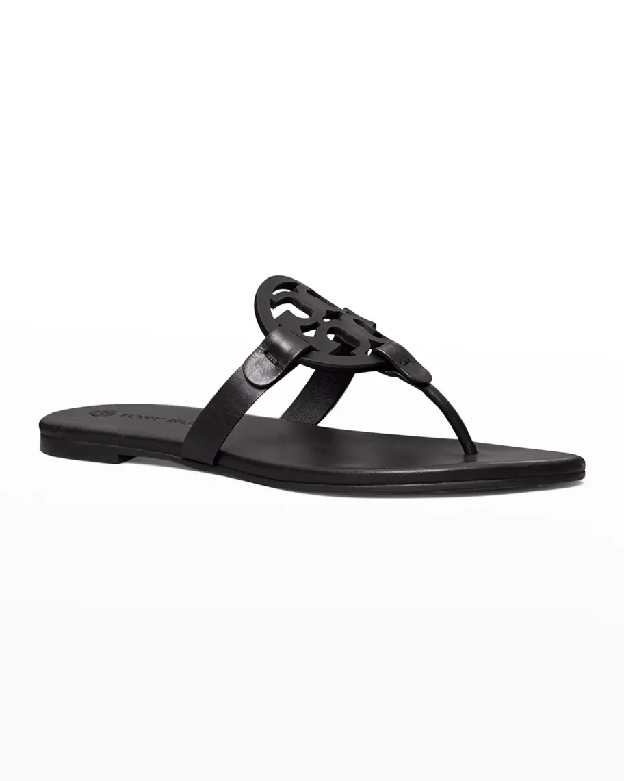 Black Tory Burch Miller Soft Leather Sandals 