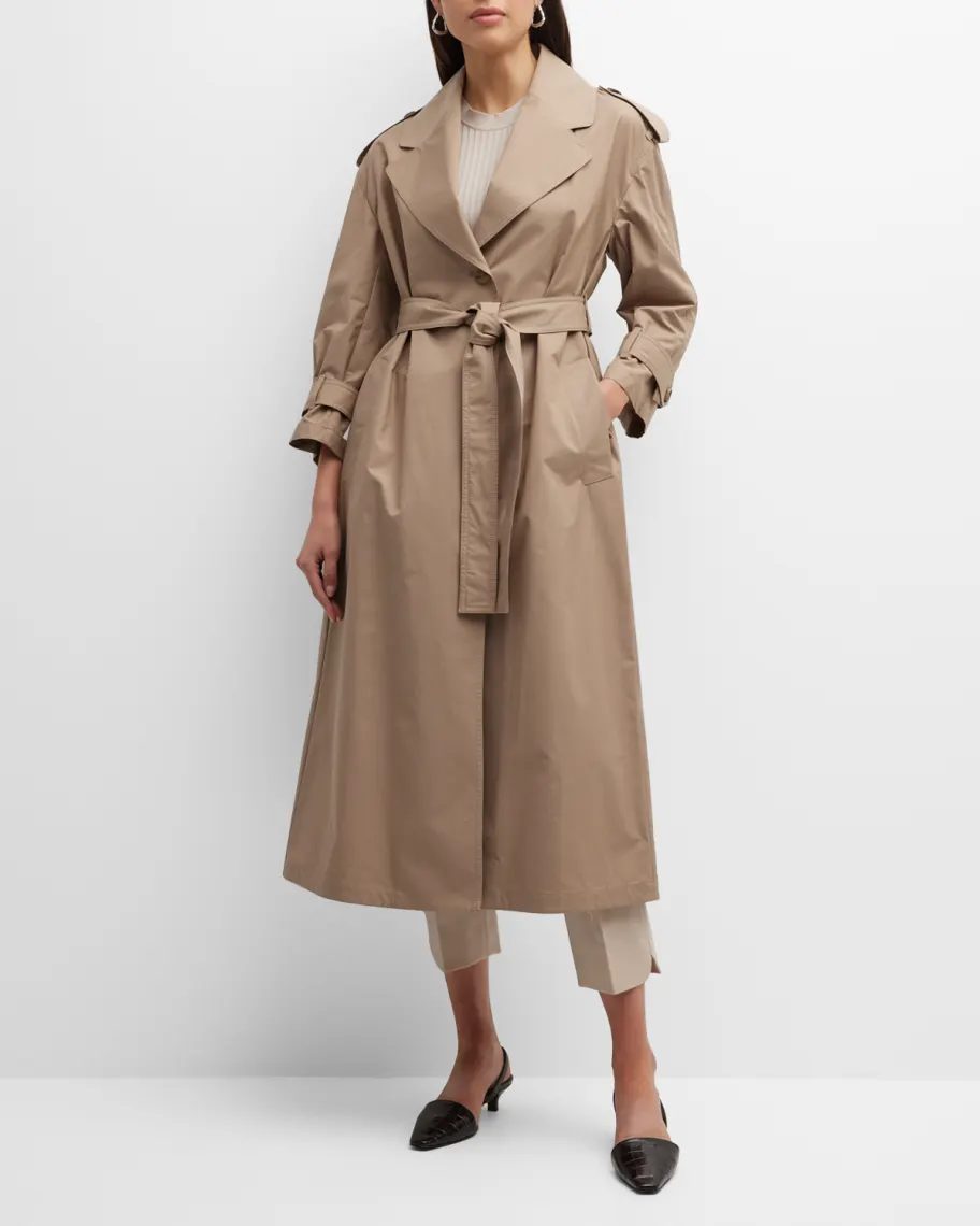 Beige Max Mara Belted Long Trench Coat 