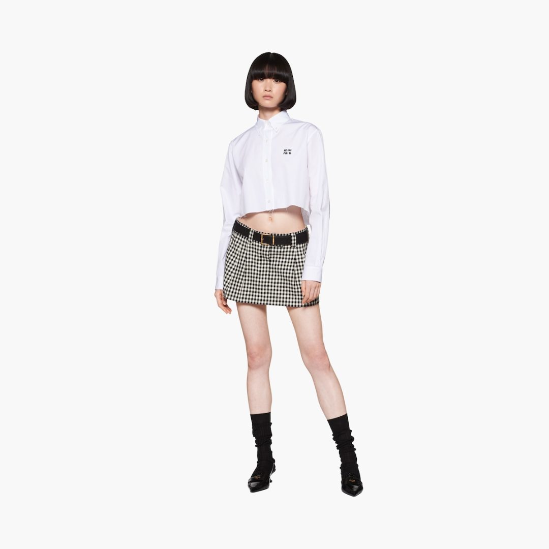 Black and white Miu Miu Gingham check skirt 