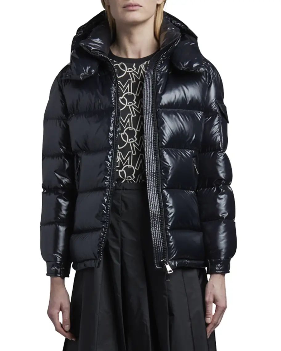 Black Moncler Maire Shiny Puffer Jacket