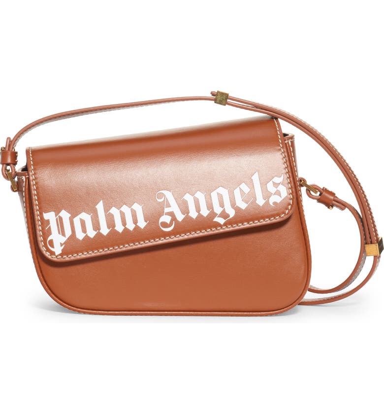 Tan Palm Angels Crash Logo Leather Crossbody Bag 