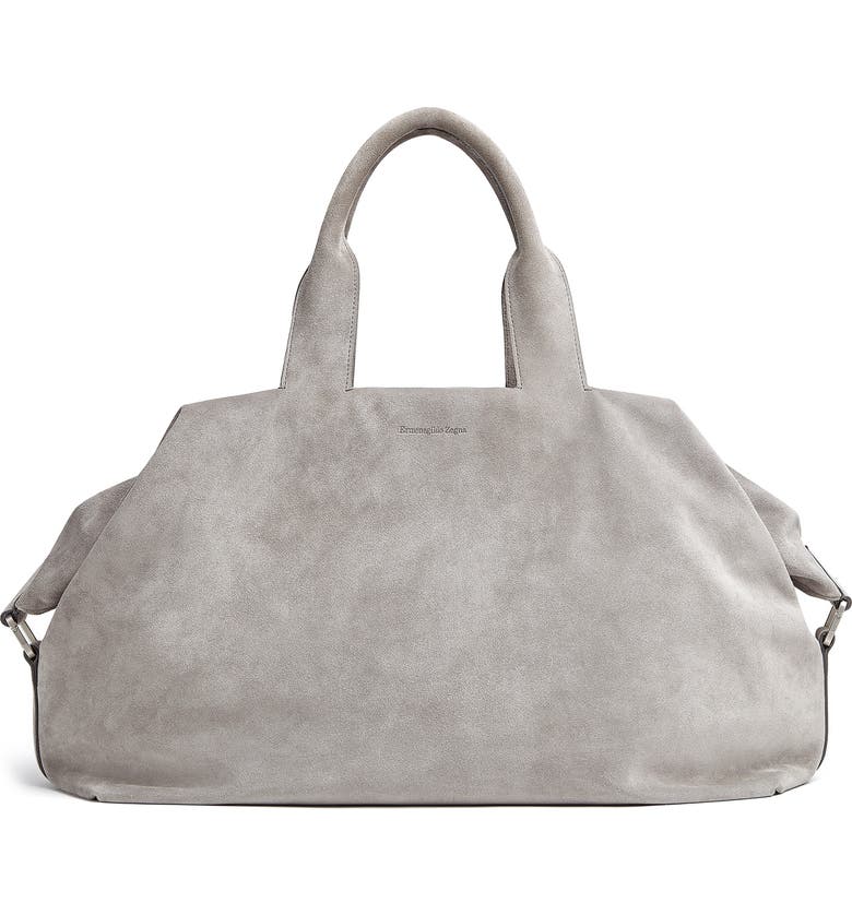 Grey Zegna Suede Duffle Bag 