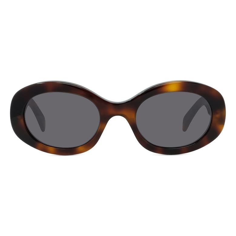 Celine Triomphe Tortoise Shell Oval Sunglasses